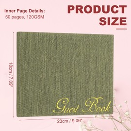 PATIKIL Elegant Guestbook, 9"x7" Fabric Wedding Guest Book Stylish Sign in Book with 50 Blank 120GSM Paper for Receptions Birthdays Funerals Special Events, Dark Green