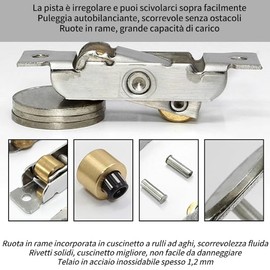 4 Pieces Sliding Patio Door Roller Assembly, Door and Window Rail, Accessory Wheel, Roller Glass, Copper, Ball Bearing, Screws, Pulley, Sliding Door Wheel for Accessories,