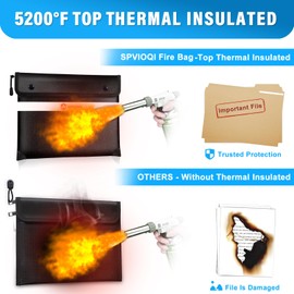 Upgraded 5200F Fireproof Document Bag - Heat Insulated With Zipper, Reflective Strip for Fast Find, Water Resistant Money Bag for Cash, A5 Important Documents and Valuables