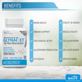 Nature's Fusions- “GlyNAcet NAC Supplement NAcetil Cisteine Ethyl Ester 20 veces más biodisponible que GlyNAc Glycin