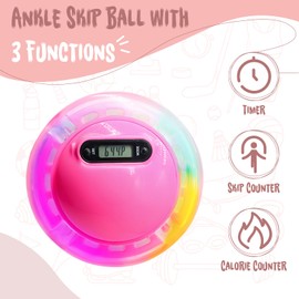 Herbst Children's Flashing Jump Ring with Counter Timer Calorie Counter Foldable Jumping Ball Foot Spinner Swing Wheel with Light Wheel Fitness Toy for Girls (Pink)