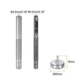 sourcing map Eyelet Hole Punch Die Tool 4.5mm/0.18" Leather Hollow Hole Punch 4.5mm Installation Tool 45# Steel Eyelet Grommet Setting Tool Kit with Base for Fabric Clothing Crafts Bags