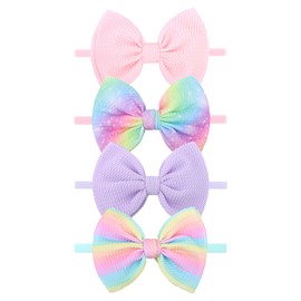 Lanmerry Rainbow Hair Bows for Baby Girls Dreamy Hair Accessories Violet Headbands for Newborn Infant Toddler Babies Outfits Accessory Hair Bands