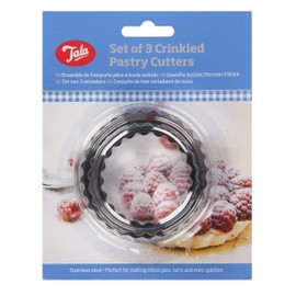 Tala Stainless Steel Crinkled Cutters, Set of 3 Cutters in Different Sizes, Silver, Small
