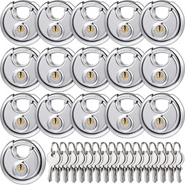 Chumia 16 Pack Padlocks Keyed Alike, Stainless Steel 2-3/4" Wide, 3/8" Shackle Disc Locks for Outdoor, Storage Units, Garages, Gym Lockers(Silver)