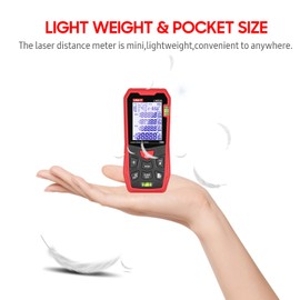 UNI-T LM50A Laser Distance Measure Meter 50M with 2 Bubble Levels LCD Backlit Display Pythagorean Mode Measure Distance Area Volume Mute Function 99 Groups Data Storage Carrying Bag