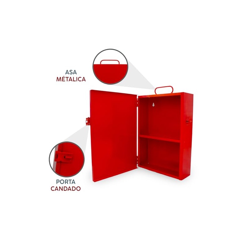 Botiquín Seguro Mediano Metálico Rojo