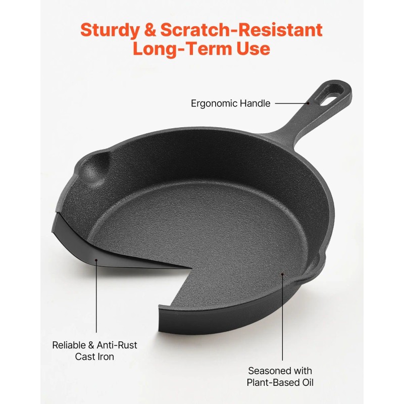 4-Piece Cast Iron Skillet Set Pre-Seasoned Chef's Dutch Ovens with