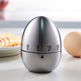 Egg Timer, Kitchen Mechanical Rotating Alarm Cooking Reminder 60 Minutes Manual Countdown Stainless Steel Gadget Wind Up Timer for Boiling Eggs Classroom Home Study Learning Meeting