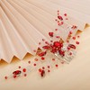 Aimimier Bridal Red Crystal Hair Comb Ruby Hair Gems Silver