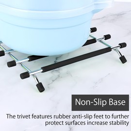 Trivets for Kitchen Worktops 2PCS, Black Kitchen Worktop Protector, Stainless Steel Worktop Protectors Heat Resistant Anti Slip Base Trivet for Hot Pans Heatproof Kitchen Accessories