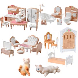 34Pcs Dolls House Furniture, Miniature Dollhouse Furniture Set Creative Play House Accessories for Imaginative Play Educational Toy for Doll House Enthusiasts Perfect for Girls