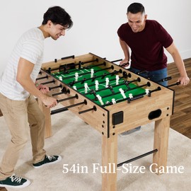 Best Choice Products Large 54 Inch Full-Size Foosball Table for Home, Game Room - Includes 2 Balls, 2 Cup Holders - Natural