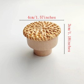 Boho Rattan Dresser Knobs for Girls Kitchen Cabinet knobs and pulls Wicker Woven Decorative Dresser Handles Round Wooden Knobs for Cabinets and Drawers 6 Pcs (Natural Colours)