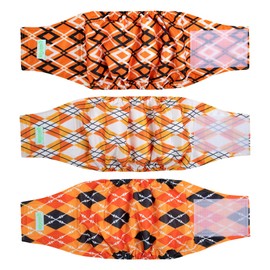 wegreeco Washable Male Dog Belly Band (Stylish Pattern)- Pack of 3 - Washable Male Dog Belly Wrap, Dog Diapers Male (Yellow Geometric, Large)