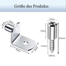 CALLYSONIC Pack of 50 Shelf Brackets, L Shape Metal Shelf Brackets, Shelf Holder with Hole, Shelf Brackets for Shelves, Shelf Pins for Furniture Cabinet, Bookcase, Kitchen Cabinet