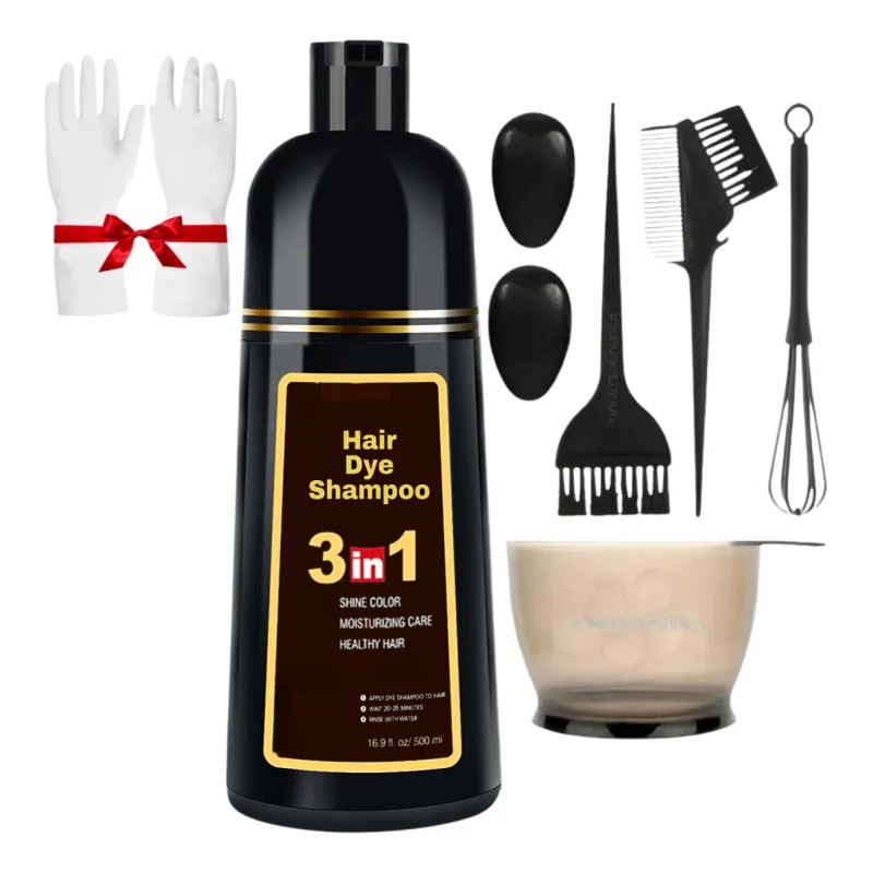 Shampoo Tinte Cubre Canas Natural Jengibre + Kit Aplicador F