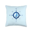 Sailing Compass Rose Sailboat Throw Pillow
