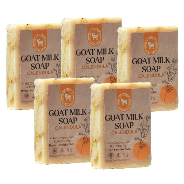 Honey Sweetie Acres 5-Pack Calendula Goat Milk Soap - Handmade