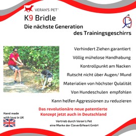 Premium Geschirr Hund - Erziehungshalsband liebevoll, Antizug- / no Pull Geschirr garantiert, mindert Aggression, Antibellhalsband, Kopfhalfter, Hundehalfter: kleine bis große Hunde, schwarz