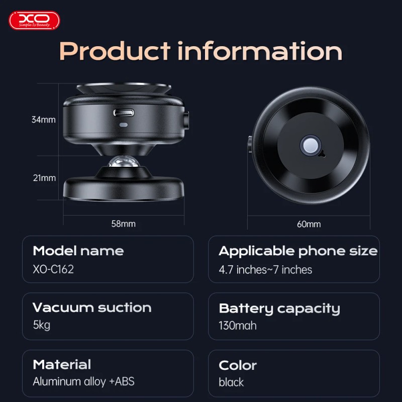 Universal XO 360°Rotation Vacuum Strong Magnetic Phone Holder Suction Cup