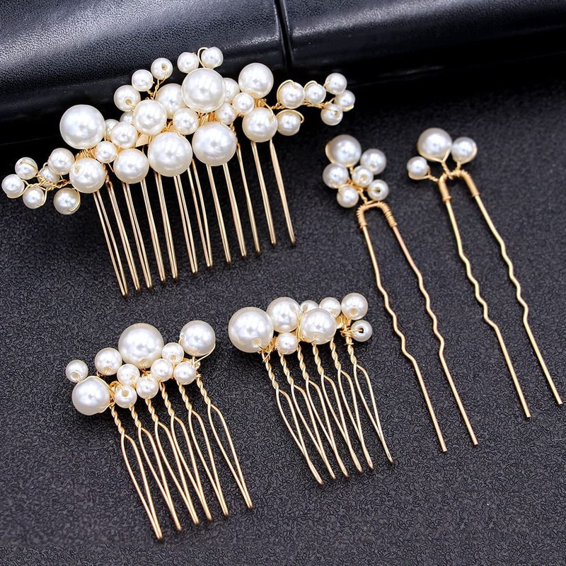 DFsucces Pearl Hair Ornament, Headdress U Pins, Hair Pin, Hair