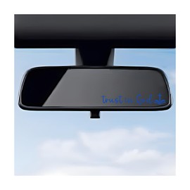DXNQ 2 PCS Trust in God Rearview Mirror Decals, Automotive Vinyl Rear View Mirror Decorative Stickers, Waterproof Trust in God Stickers for Car Truck Laptop, Car Accessories (Blue,Style 2)