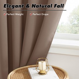 KGORGE Small Window Curtains Blackout, Privacy Thermal Insulating Energy Saving Cabinet Tier Curtains for Kids Bedroom Kitchen Office Camper RV Cars, W34 x L45 inches, Mocha, 2 Panels