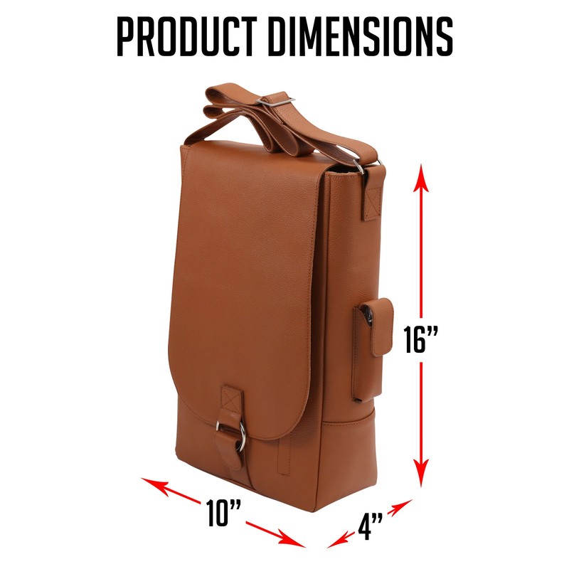 Primeware Vino2 Two Bottles Saddle Leather Wine Tote Messenger Carrier