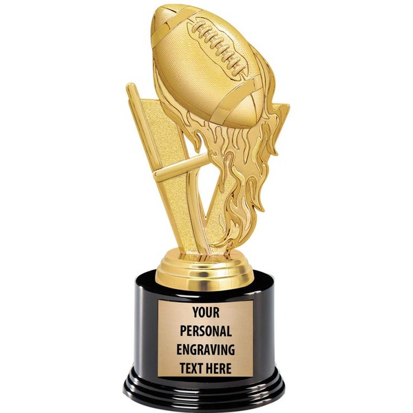 Crown Awards Football Trophies with Custom Engraving, 7.25" Personalized Gold
