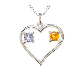 Sterling Silver Pendant Couple's Heart June & November