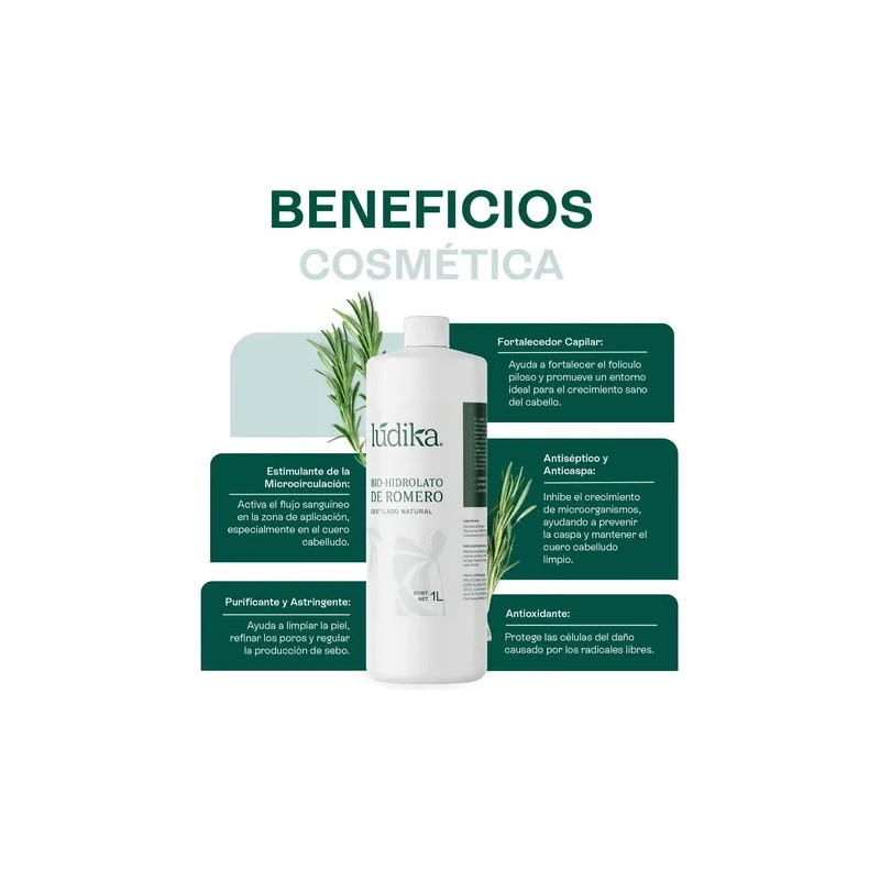 Hidrolato de Romero Hebbe Cosmetics 1 L para Piel Grasa