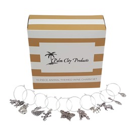 10 Piece Animal Themed Wine Charm Set