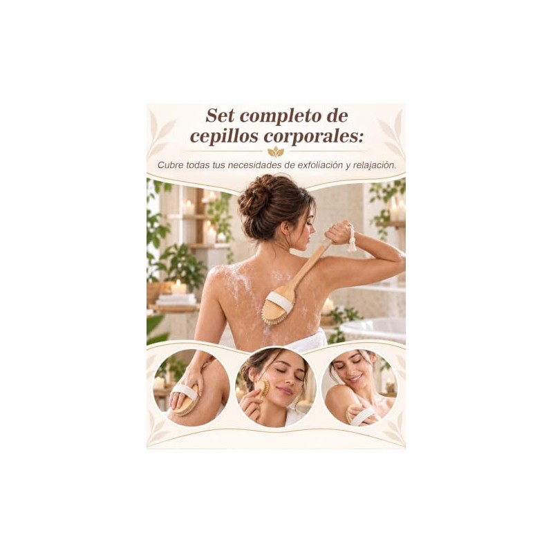 Cepillo Corporal Exfoliante de Madera con Cerdas Naturales，Cepillo Exfoliante Corporal，Cepillo