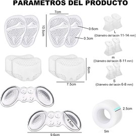 Almohadillas para Pies, Protectores de Tacón Alto,17Pcs Plantillas de Gel Elástico Antideslizante para Zapatos de Tacón, Almohadillas para Pies Amortiguadoras Aliviar el Dolor de Pies para Mujer y Hombre (10)
