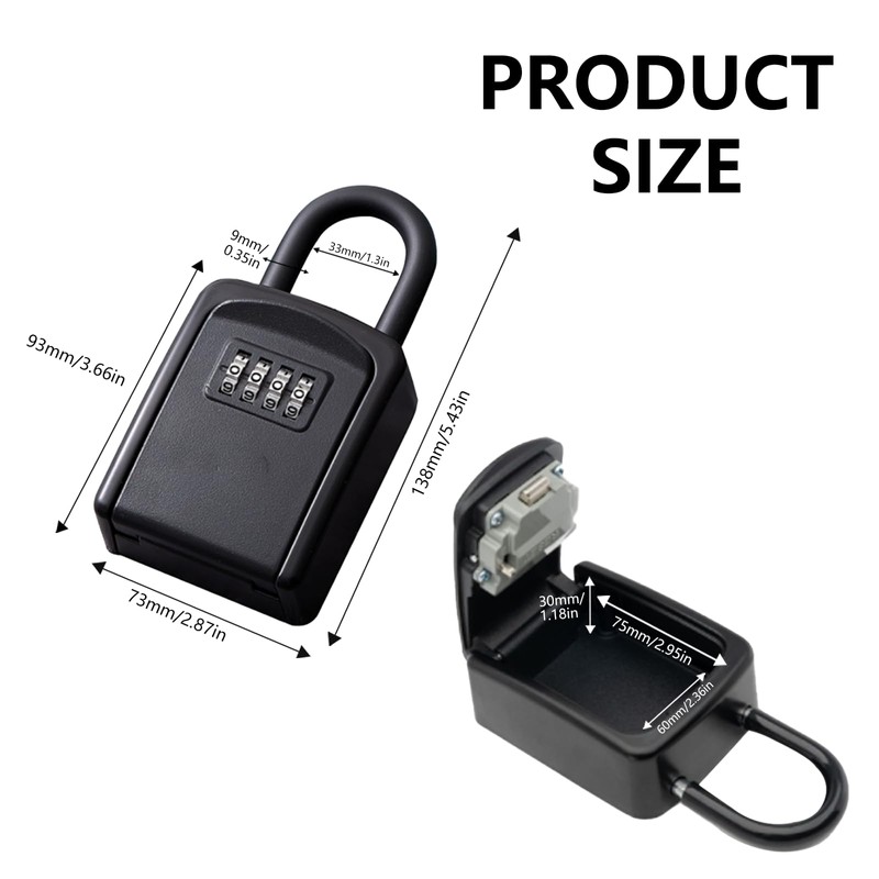 APKOL Key Safe with Shackle Weatherproof, Key Safe 4 Digit
