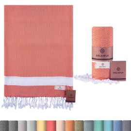 Selenly 100% Cotton Turkish Towel | Turkish Beach Towel Quick Dry | Pre-Washed Gym Towel | 37x71 Inches Bath Towel | Soft and Absorbent Peshtemal