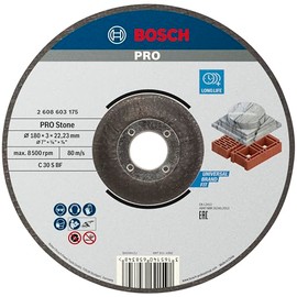 Bosch 1x PRO Stone Longlife Cutting Disc for Large Angle Grinder and Bore 22.23 mm (for Hollow brick building block, Marble, Ø 180 mm, Professional Accessory Large Angle Grinder)