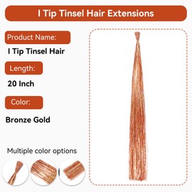 Hair Tinsel I Tip Hair Extensions Hair Tinsel Kit With Accessories I Tip (Bronze Gold)