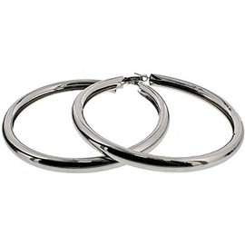 Mytoptrendz® Large Chunky Thick Tube Hoop Earrings Full Circle Fashion Hoops 90mm (Silver)