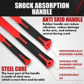 C&T 6-Piece Hammer Set, Fiberglass Handle & Mallet Set, Metal Working | Garage Home Kit | Mechanic Tools | Sledge Hammer | blacksmith Hammer | Ball Peen Hammers | Hand Tools