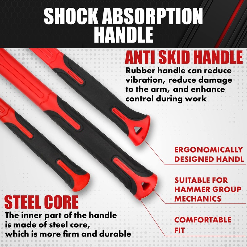 C&T 6-Piece Hammer Set, Fiberglass Handle & Mallet Set, Metal