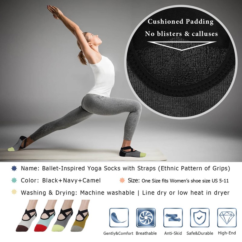 Ozaiic Pilates Socks for Women Non Slip Grip, Yoga Socks