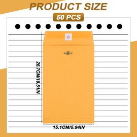 50 Pcs Manilla Envelopes Clasp Envelope Kraft Catalog Envelope with Clasps Closure 28 lb Kraft Paper Envelope for Storing or Mailing Envelopes Home Office Business Supplies (Brown, 6x9)