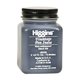 Higgins Black India Fountain Pen Ink, 2.5 Oz Bottle (46030), 1 Count (Pack of 1)