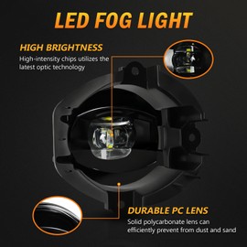 OKSIWA LED Fog Lights for 2006 2007 2008 Toyota RAV4,1 Pair Front Driving Fog Lamps Kits with Wiring Harness Switch,Clear Lens