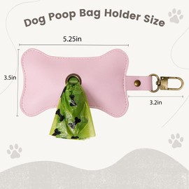 TOGETRUE Dog Poop Bag Holder, Leather Portable Poop Bag Holders for Leashes, Dog Waste Bag Dispenser Zipered Pouch, Dog bag Holder for Walking, Outdoor, Travelling (Pink)