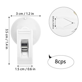 8 Pcs Suction Cup Clip Multiple Purpose Round Suction Cup Clamp Metal Holder for Card Bills, Shower Curtain, Advertising Display,White