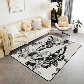 Moth Skull Floor Mat House Retro Animal Skeleton Home Decor Durable Indoor Entry Rug Gothic Mothes Welcome Soft Carpet Livingroom Laundry, Entryway