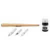 Eboxer Wooden Dip Pen Holder Set, 3 Different Stainless Steel